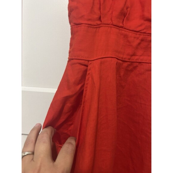 Women's Cynthia Rowley Red Linen Sleeveless dress size 8 Tomato Girl Patriotic - Picture 5 of 8